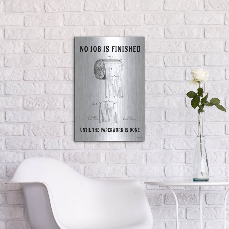  «Bathroom Paperwork» par Lettred & Lined, art mural en métal, 16 po x 24 po, H 24 po x l 16 po