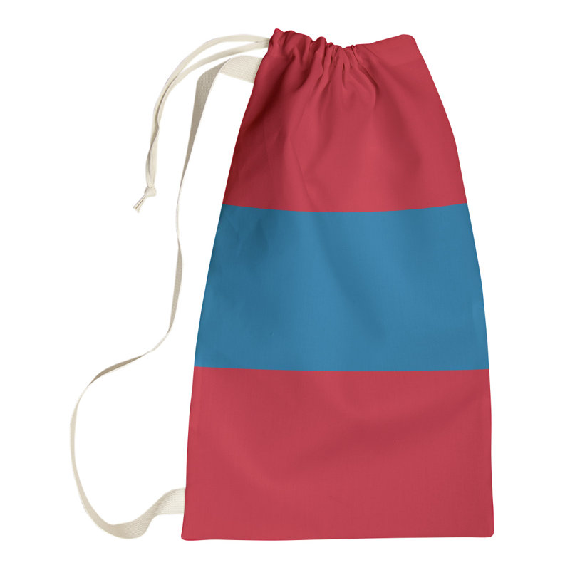 Fabric Laundry Bag with Handles, Small (29" H x 18" W x 1.5" D), Pittsburgh Red/Powder Blue/Red