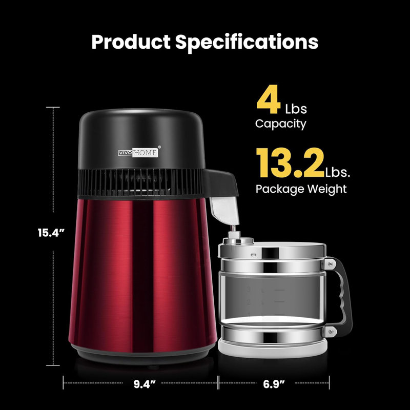 Machine à eau distillée en acier inoxydable avec filtre purificateur Smart Switch