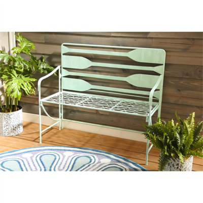 Banc de jardin en métal bleu sarcelle