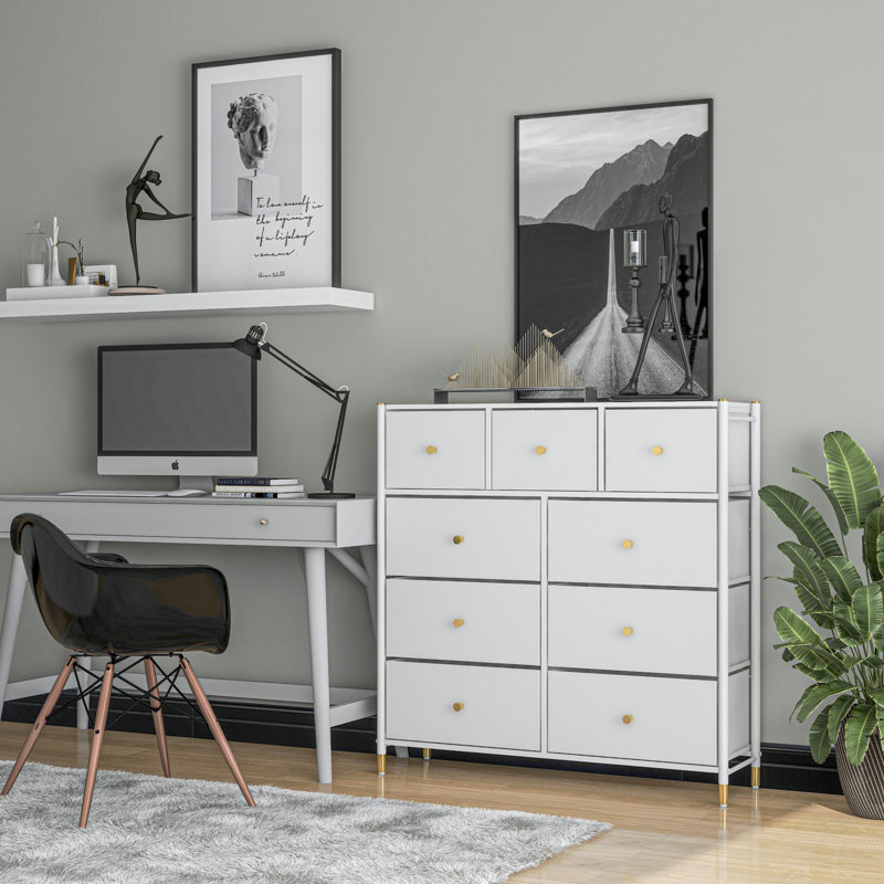 Commode 9 tiroirs 23101, Blanc