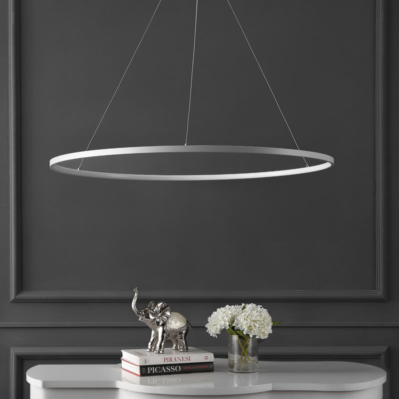 Lustre spectaculaire et unique à 1 lumière DEL Odin, H 0,75 po x l 34,88 po x P 34,88 po, Blanc mat