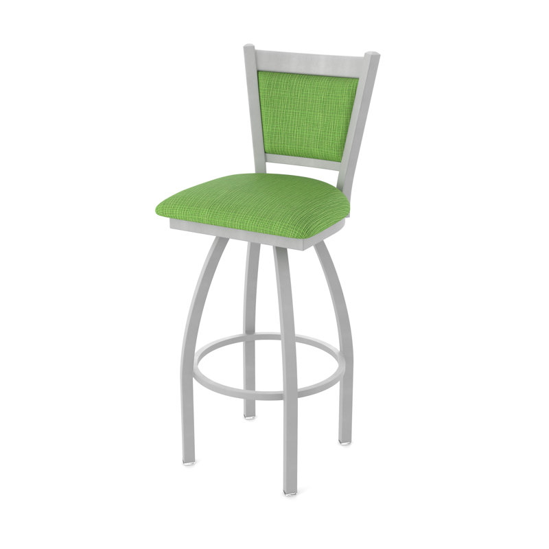 Tabouret pivotant Hadleigh, Tissu - perroquet graphique, Nickel anodisé, Tabouret de bar (siège d’une hauteur de 30 po)