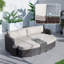 Chaise longue d'extérieur 5 pièces en osier avec coussins et table Toni-2562885-16132615