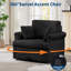 Fauteuil d'appoint pivotant moderne 39 po, grand fauteuil en velours côtelé avec 2 coussins-130219817