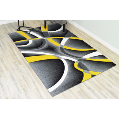 Tapis abstrait gris / jaune Mccampbell
