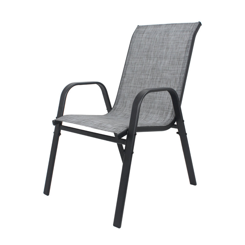 Chaises de patio Calloway avec design ergonomique, tissu imperméable Teslin, Ensemble de 4, Gris