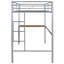 Lit mezzanine simple en métal avec bureau, échelle et garde-corps, lit mezzanine pour la chambre à coucher, argent