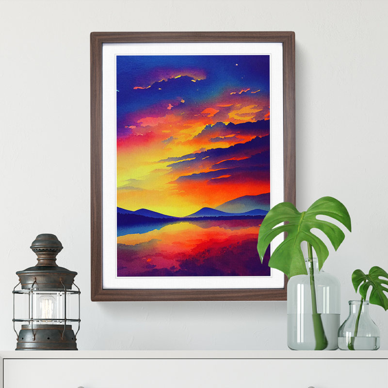 Sunset Over Mountains No.7 - Wall Art, Paper, 42cm H x 29.7cm W, No Matte