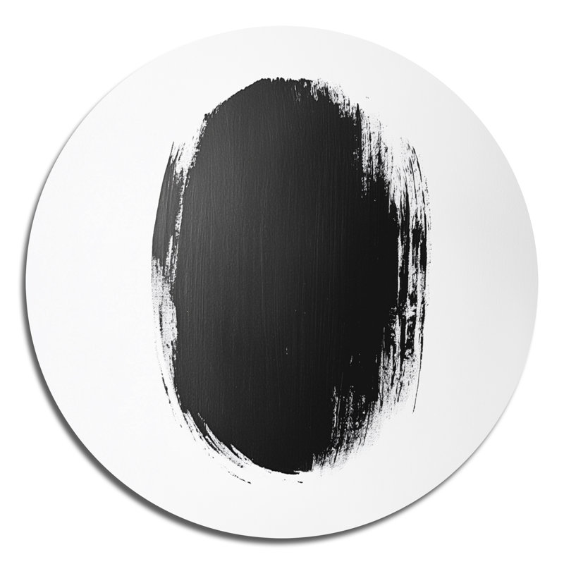 Art mural brossé ovale brossé - Minimalisme abstrait, L 16 po x H 16 po