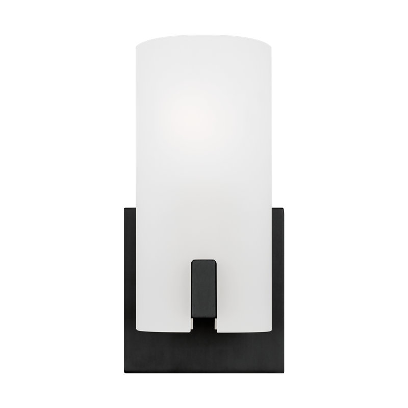 Midnight Black Etched Glass Cylinder Wall Sconce