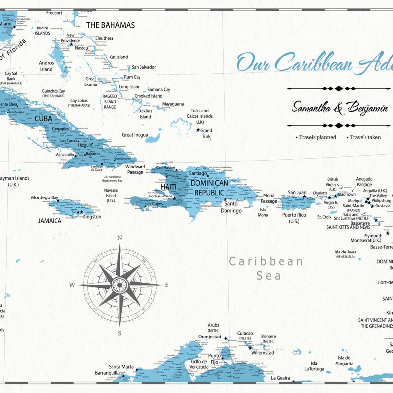 Carte caribéenne personnalisable Light Pin II, H 16 po x l 24 po, Oui
