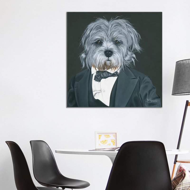 Dog in Suit 1 Piece Wrapped Canvas Wall Art, 93.98 cm H x 93.98 cm W x 3.175 cm D