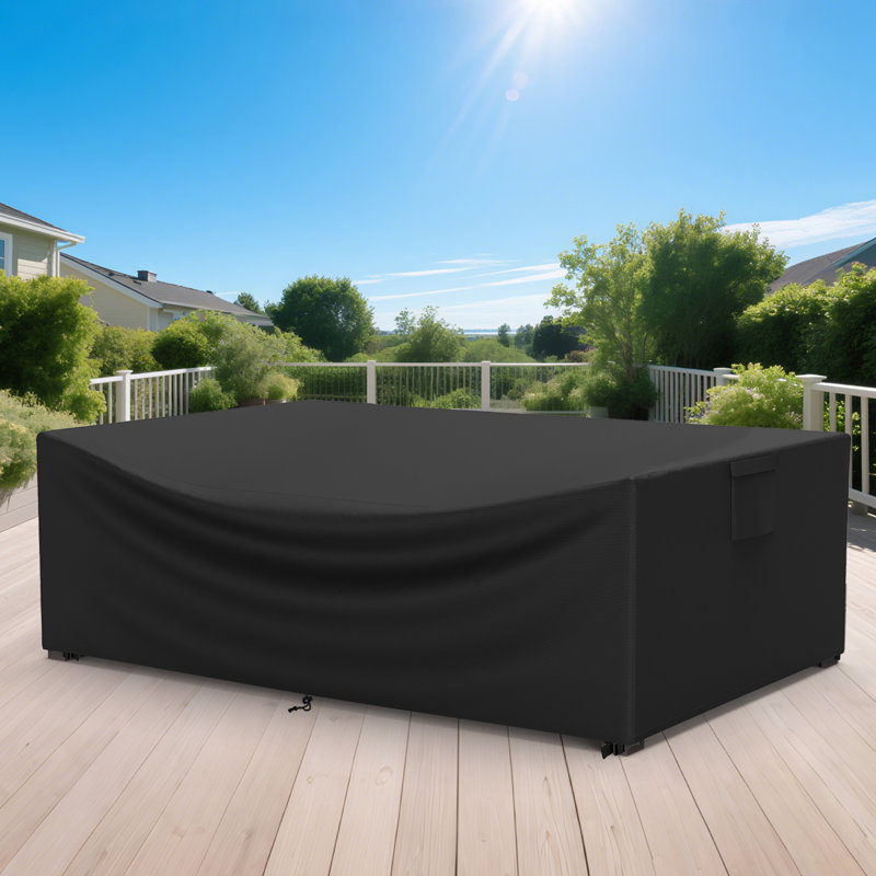 Housse de protection pour meubles d'extérieur robuste et imperméable rectangulaire pour jardin et terrasse, Noir
