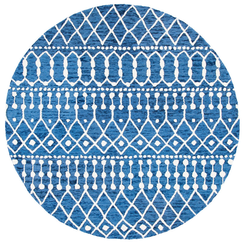 Diggs Hand Tufted Wool Geometric Rug, Round 6'