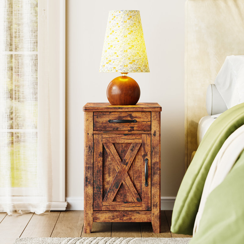 End Table With Charging Station, Narrow Side Table For Living Room, Farmhouse Night Stand For Bedroom, Beside Table With Storage And Drawer For Home