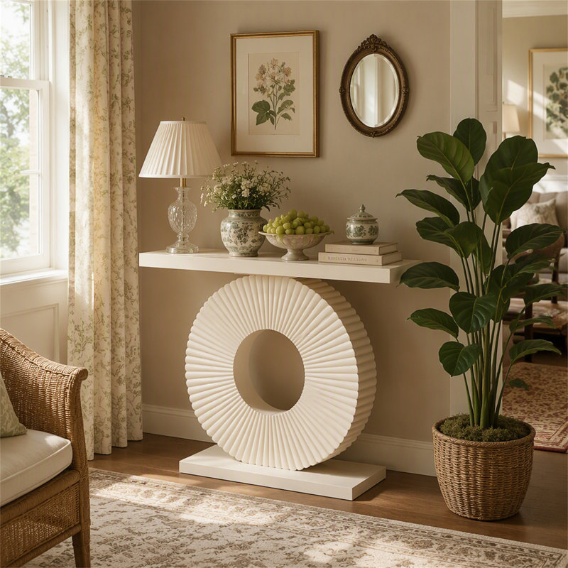 Canapé moderne en bois avec base géométrique, Blanc / Blanc, white, Blanc