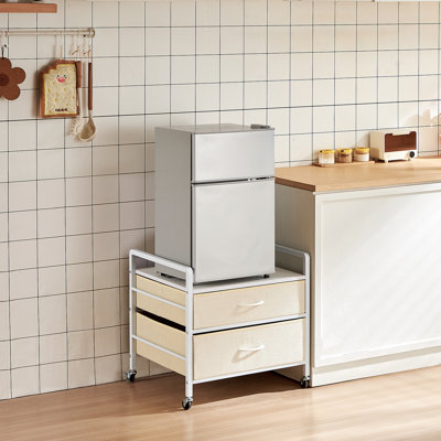 Mini-support de réfrigérateur avec rangement 176 lb mini table de réfrigérateur 2 tiroirs
