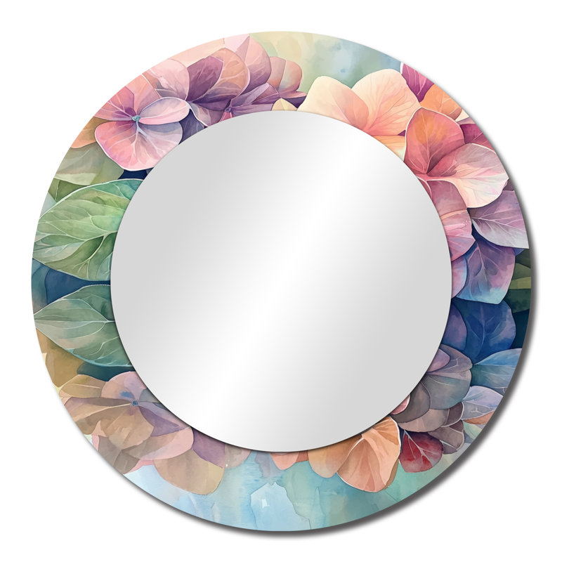 «Abstract Hydrangea Summer Reflection I», art mural miroir décoratif floral, imprimé sur métal, 23 po x 23 po
