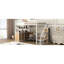 Lit mezzanine en métal blanc avec rangement: escalier, garde-robe, tablettes, casiers. Gain de place pour les espaces de plancher limités. Fabrication robuste. Options de format facile à assembler: blanc. Toutes les pièces.-1238078672