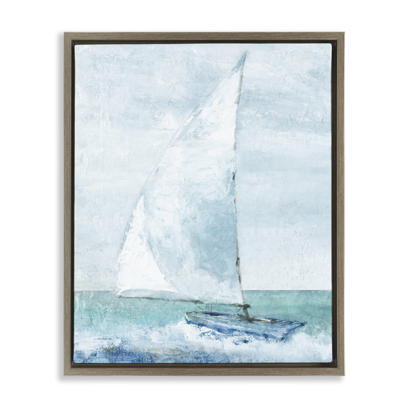 Voilier avec mât courbé, H 31 po x l 25 po, Cadre flottant orme Montalcino