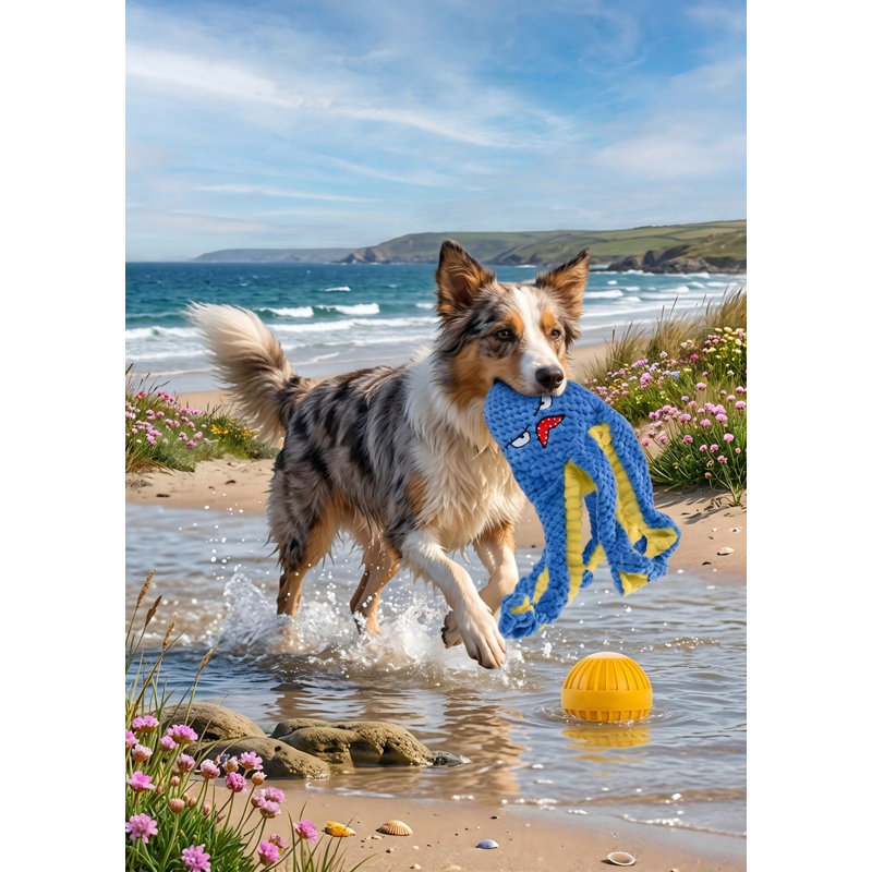 Jouet interactif pour chien Octopus, jouet de saut automatique durable, jeu de tir à la corde Squeaky, USB rechargeable (pas pour Power Cheillers), bleu