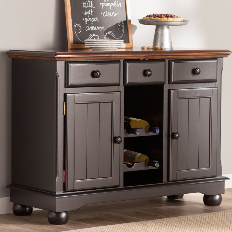 Letizia Solie Wood Server Sideboard, Oak/Black