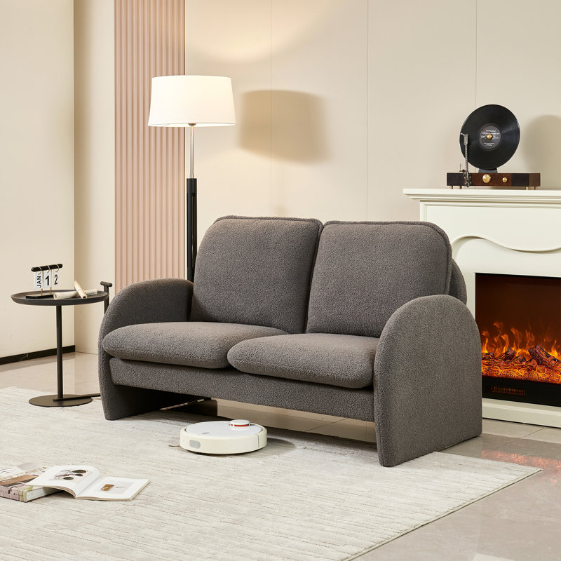 Canapé confortable rembourré en tissu Sherpa pour le salon, la chambre à coucher, un appartement et d'autres espaces
