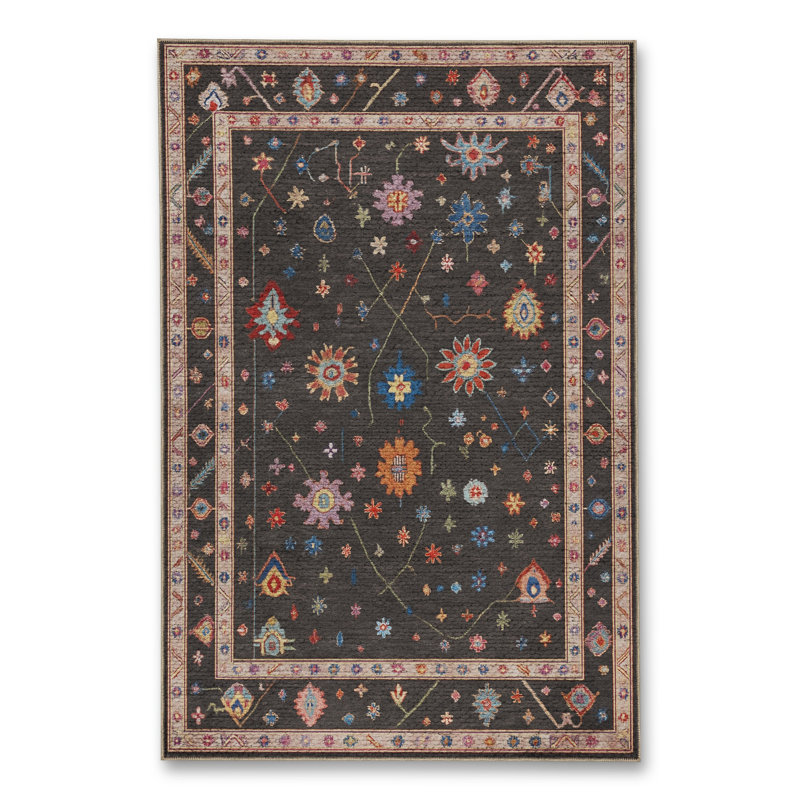 Tapis tissé à motif ondulé brun Mosso, 4 pi 11 po x 9 pi 10 po