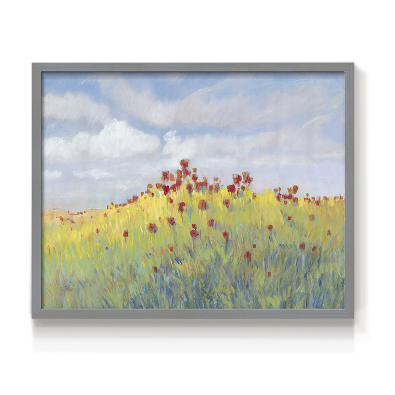 Summer Breeze Meadow II -Framed Print - Restickable, H 11 po x l 14 po, Gris