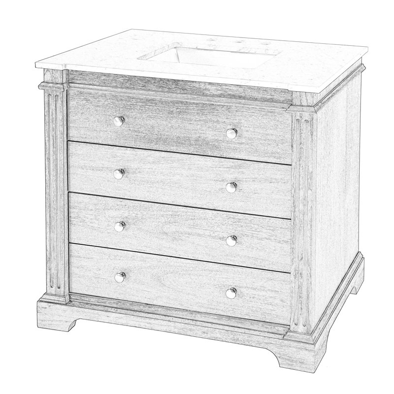 Hanson 36" Single Bathroom Vanity Set, Walnut