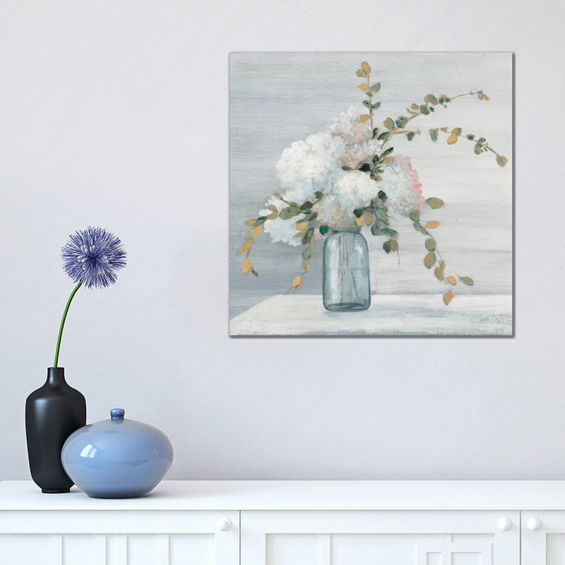 Morning Bouquet Blue Gray Crop by Julia Purinton - Wrapped Canvas Print, 45.72 cm H x 45.72 cm W