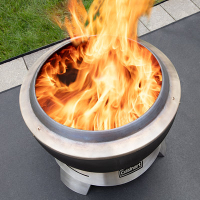 Cuisinart 19.5” Cleanburn Smokeless Fire Pit with Removable Base for Ash, Portable Outdoor Wood Burning Fireplace, Smoke Free Carbon Stainless Steel Outdoor Heater, Enhanced Airflow & Easy Cleanup