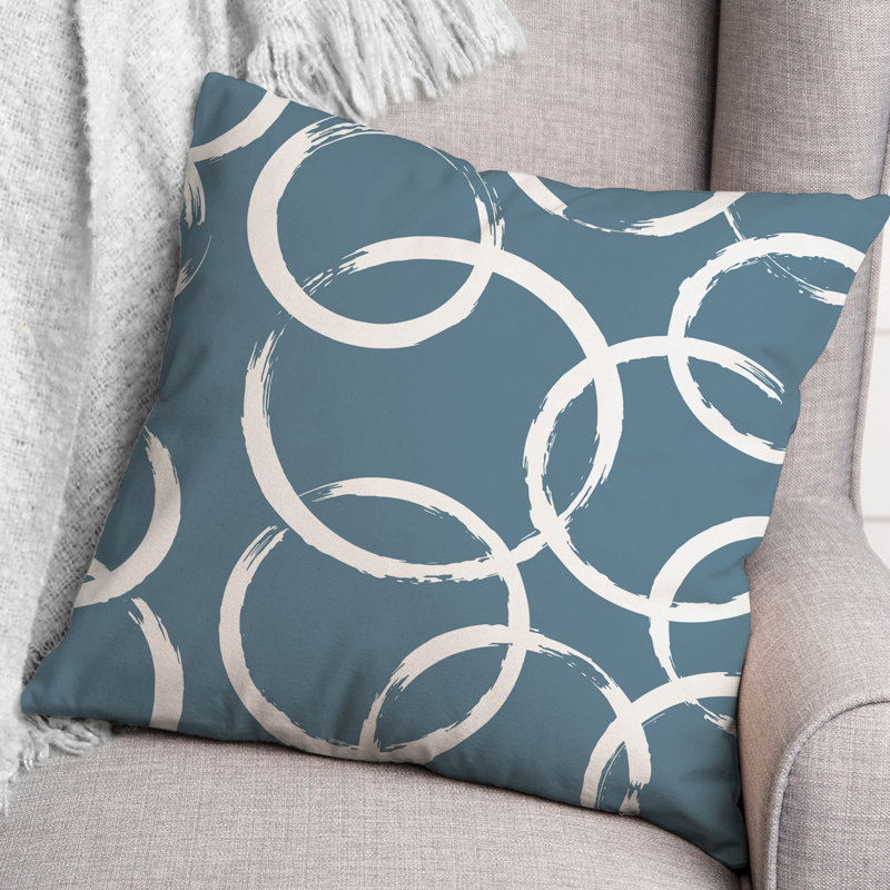 Geometric Outdoor Reversible Throw Pillow, Blue