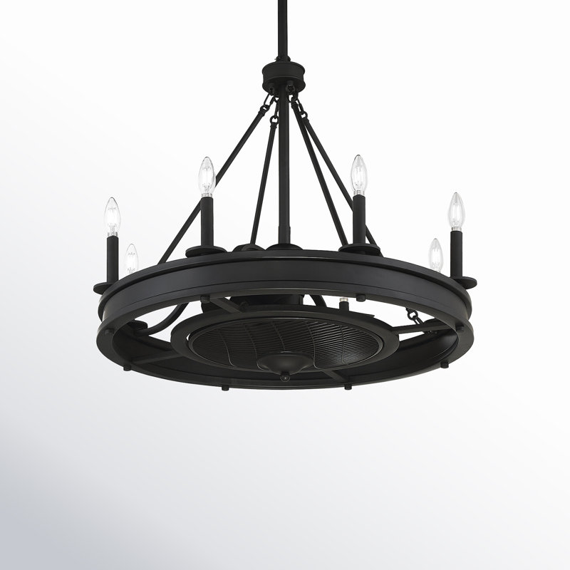 Taylorsville 30" 8-Light Fandelier in Matte Black with Remote Control, Matte Black