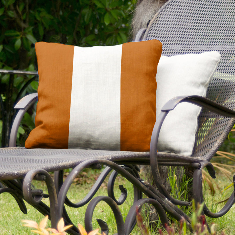 Auburn Indoor/Outdoor Throw Pillow, 20" H x 20" W, Orange/White Middle