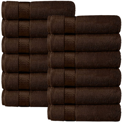 Ensemble de débarbouillettes de luxe pour le bain, ensemble de 12 pièces pour serviettes de salle de bain en coton turc égéen 475 GSM 12 "x12"