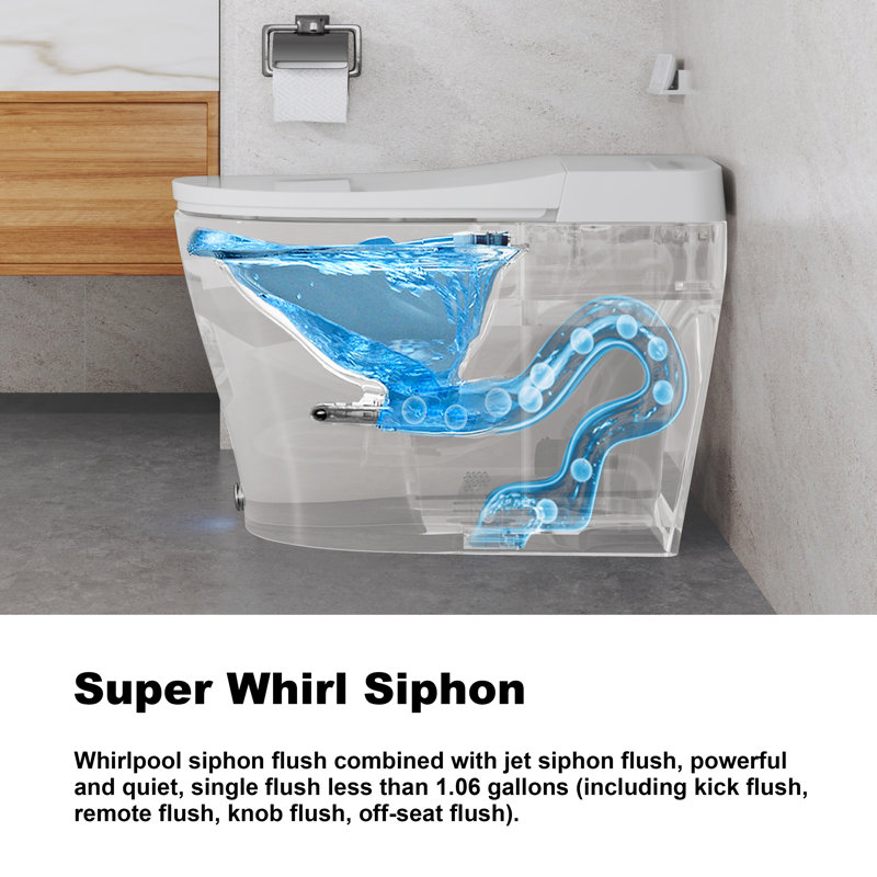 ANGELES HOME Built-in Tank Elongated Smart Toilet Bidet with Auto Flush & Heated Seat