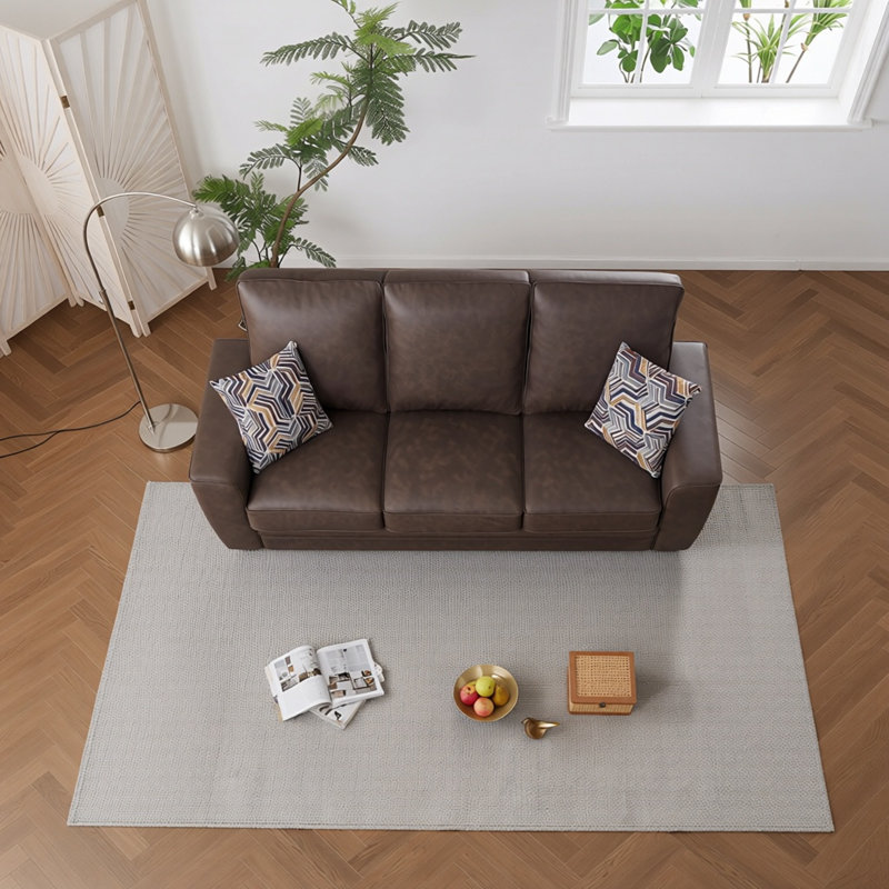 Ensemble de salon en tissu 2 pièces avec fauteuil et canapé Marciniak, Brun
