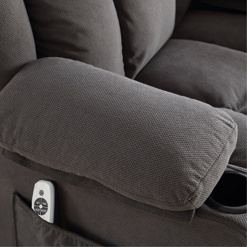 Canapé inclinable et chauffant, avec port USB et 2 porte-gobelets dans les poches latérales, Gris