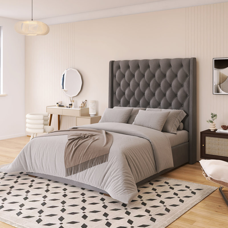 Headboard Upholstered Bed, Queen