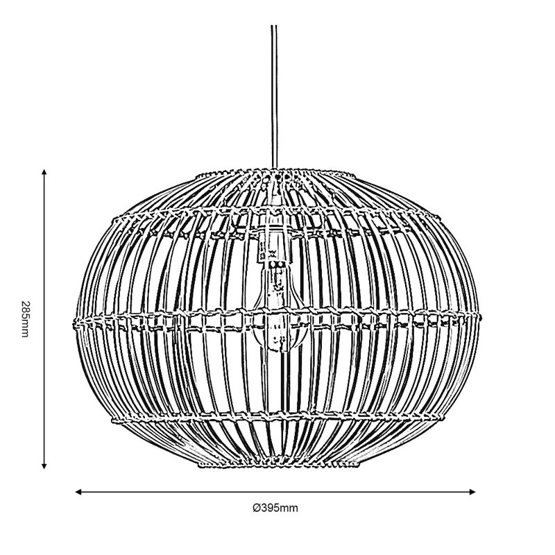28.5cm H Oval Pendant Shade ( Screw On ) in Brown