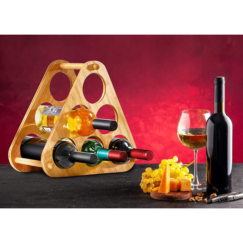 Support à vin et rangement en bambou, porte-bouteilles de table, tablette de comptoir élégante et chic avec fentes pouvant contenir 6 bouteilles, assemblage requis
