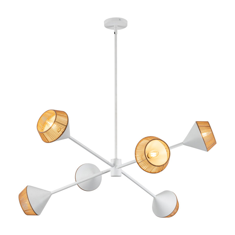 Lustre sphérique spoutnik à 6 lumières Keaz, Blanc mat