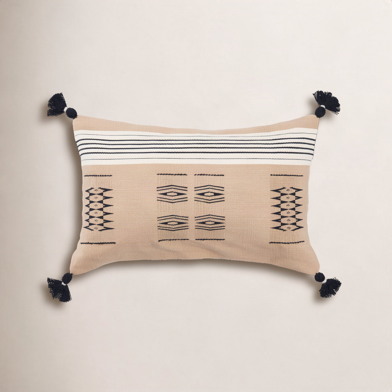 Ambros Tassels Cotton Lumbar Throw Pillow, Pillow Cover Only - No Insert