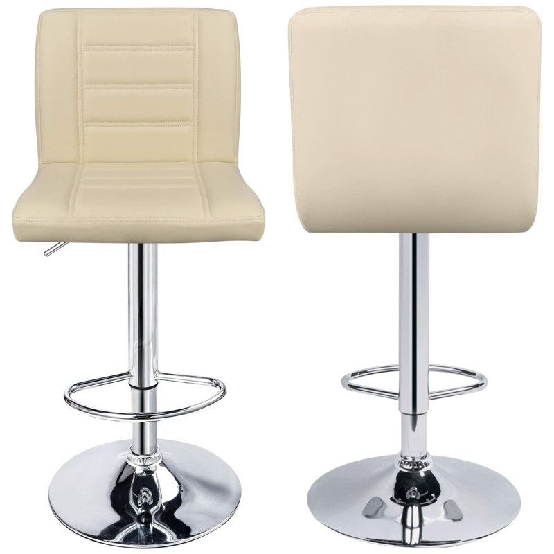 Adjustable Swivel 31.75" Bar Stool, Beige