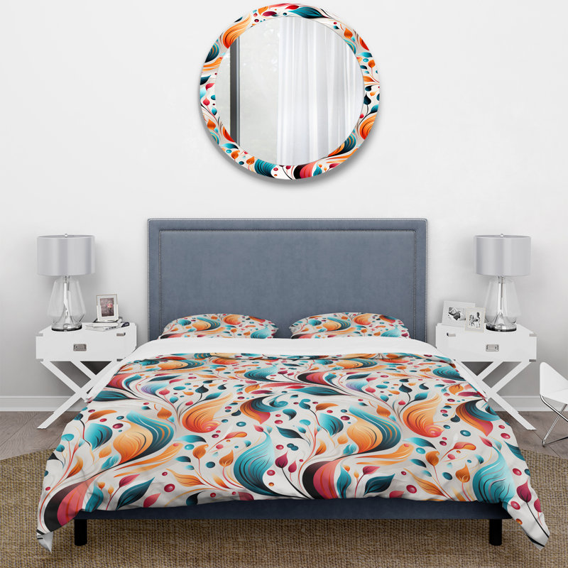 Minimalist Feather Paisley Pattern Duvet Cover, Twin Duvet Cover + 1 Standard Sham