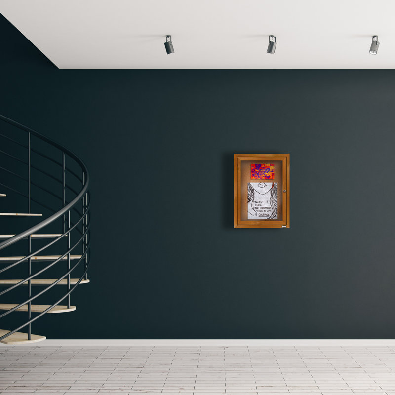 Tableau d’affichage mural en aluminium encastré, Bois de chêne, Un, H 24 po x l 18 po