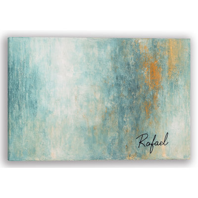 «Tranquil Drift II», art mural abstrait sur toile bleu et doré