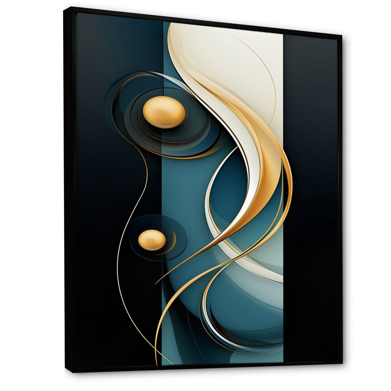 Sublime simplicité en bleu et or I - impression sur toile géométrique moderne, H 32 po x l 24 po x P 1 po